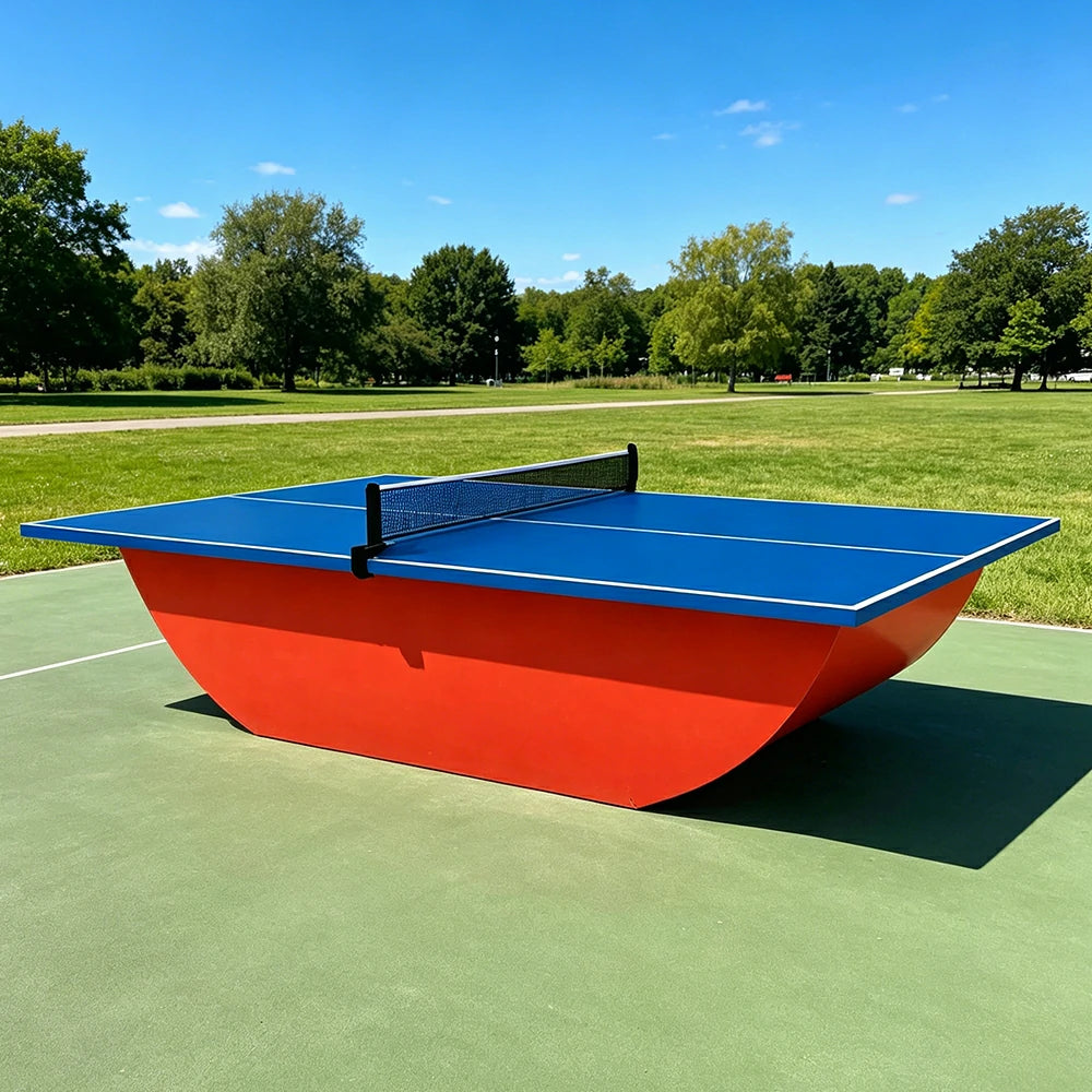 SUNNET Outdoor Waterproof 4cm Table Tennis Pingpong Table with Heavy-Duty Base and Free Accessories - Blue & Red