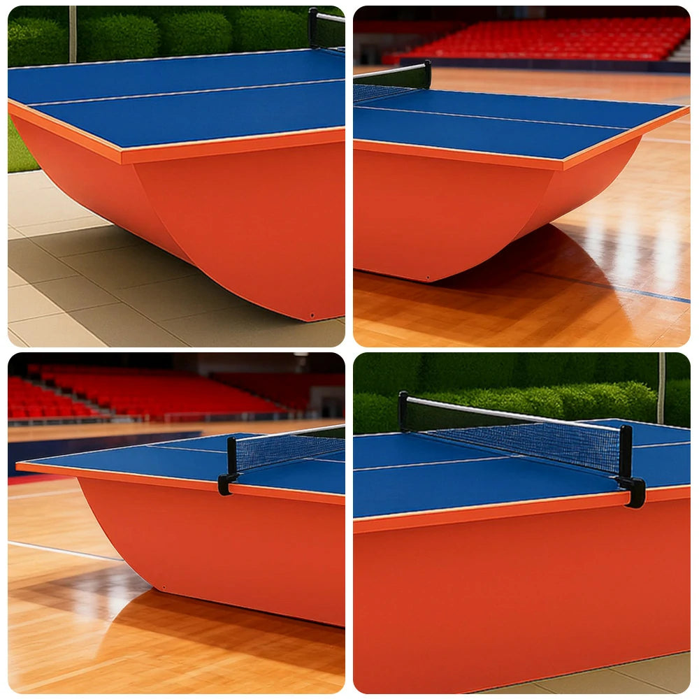 SUNNET Outdoor Waterproof 4cm Table Tennis Pingpong Table with Heavy-Duty Base and Free Accessories - Blue & Red