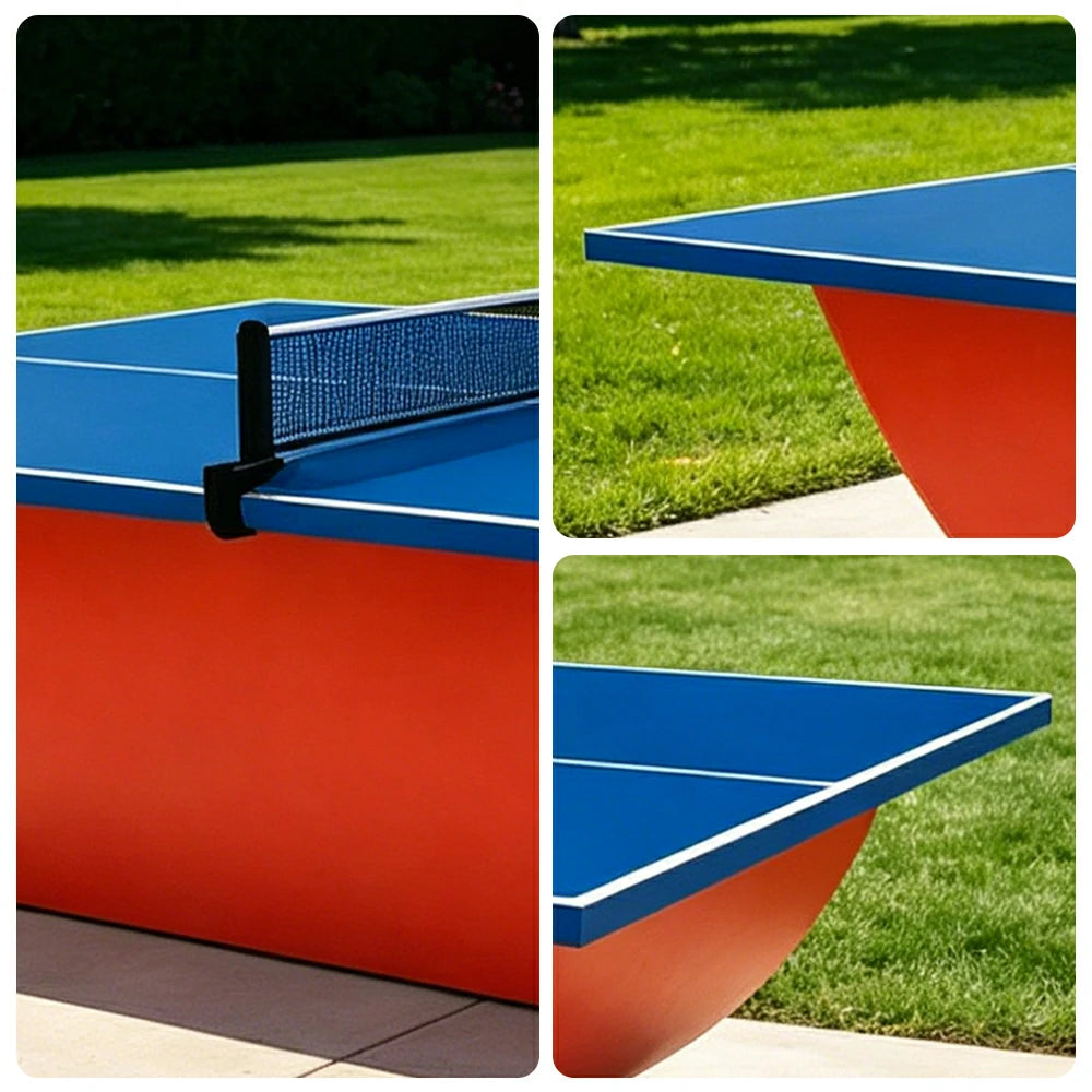 SUNNET Outdoor Waterproof 4cm Table Tennis Pingpong Table with Heavy-Duty Base and Free Accessories - Blue & Red
