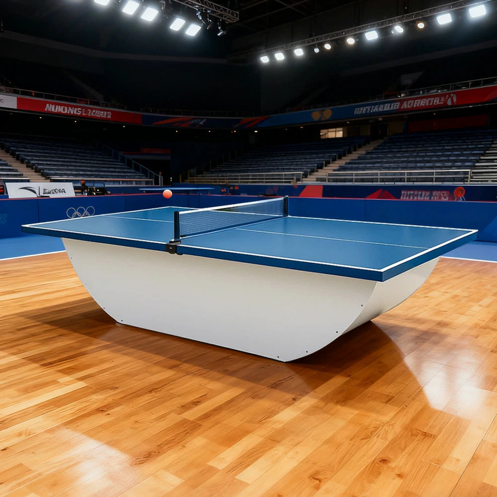 SUNNET Outdoor Waterproof 4cm Table Tennis Pingpong Table with Heavy-Duty Base and Free Accessories - Blue & White