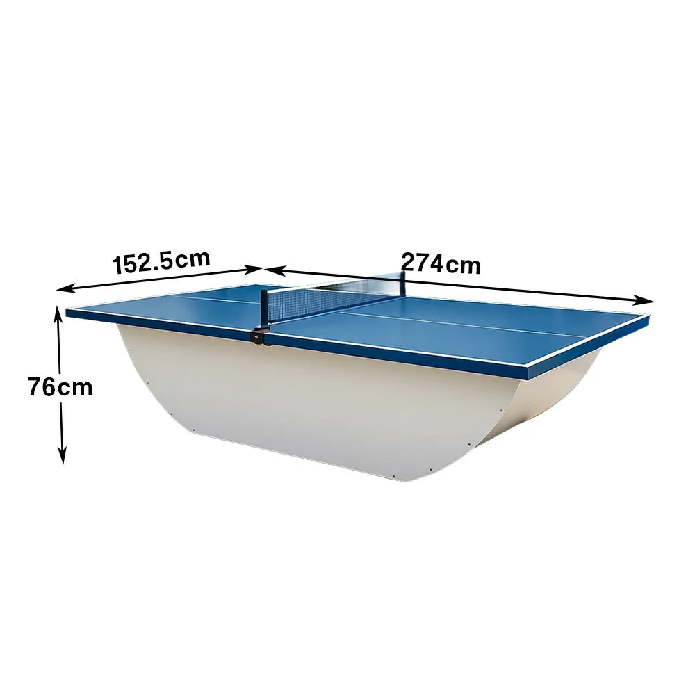SUNNET Outdoor Waterproof 4cm Table Tennis Pingpong Table with Heavy-Duty Base and Free Accessories - Blue & White
