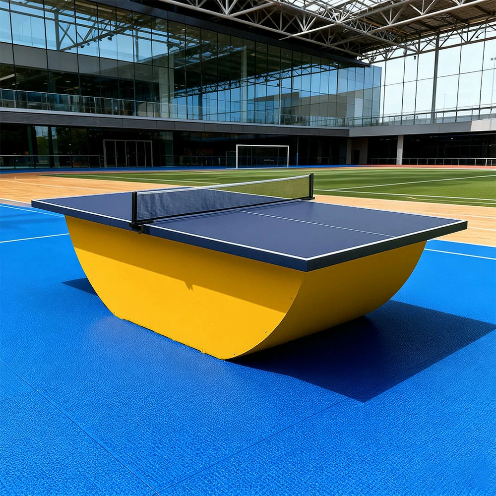 SUNNET Outdoor Waterproof 4cm Table Tennis Pingpong Table with Heavy-Duty Base and Free Accessories - Blue & Yellow