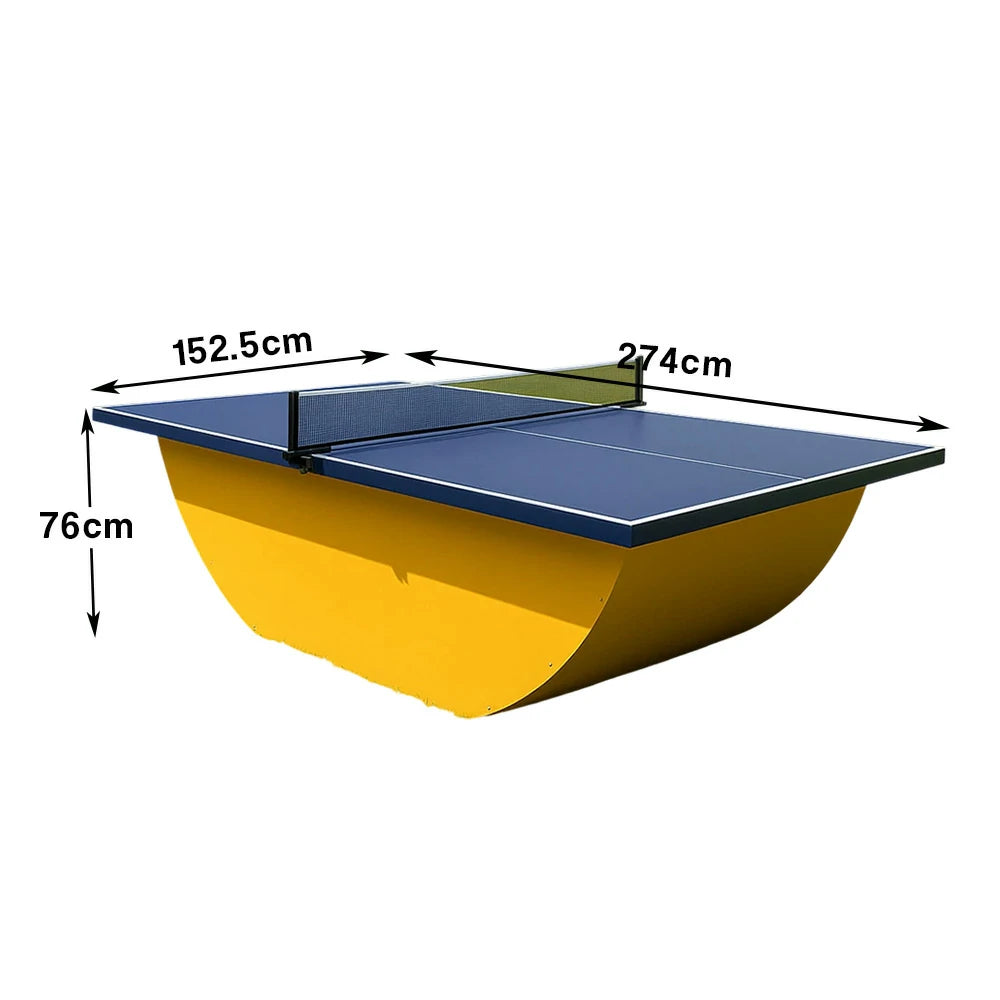 SUNNET Outdoor Waterproof 4cm Table Tennis Pingpong Table with Heavy-Duty Base and Free Accessories - Blue & Yellow