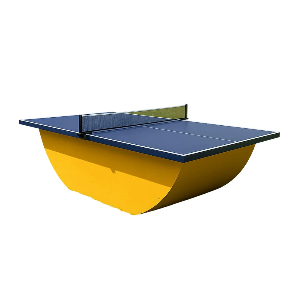SUNNET Outdoor Waterproof 4cm Table Tennis Pingpong Table with Heavy-Duty Base and Free Accessories - Blue & Yellow