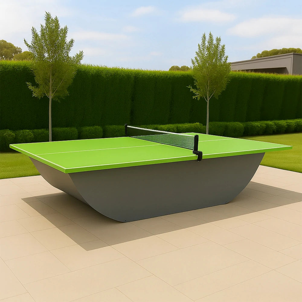 SUNNET Outdoor Waterproof 4cm Table Tennis Pingpong Table with Heavy-Duty Base and Free Accessories - Green & Grey