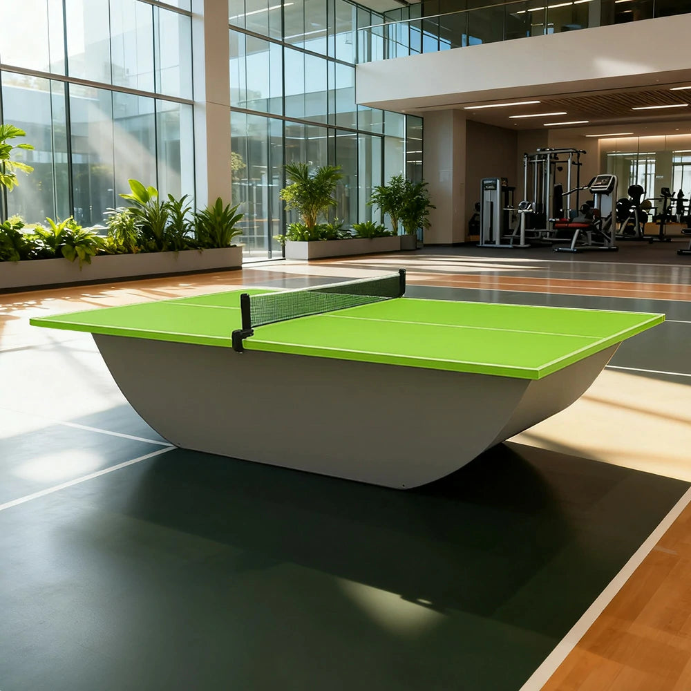 SUNNET Outdoor Waterproof 4cm Table Tennis Pingpong Table with Heavy-Duty Base and Free Accessories - Green & Grey