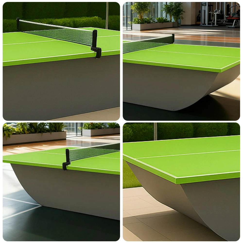 SUNNET Outdoor Waterproof 4cm Table Tennis Pingpong Table with Heavy-Duty Base and Free Accessories - Green & Grey