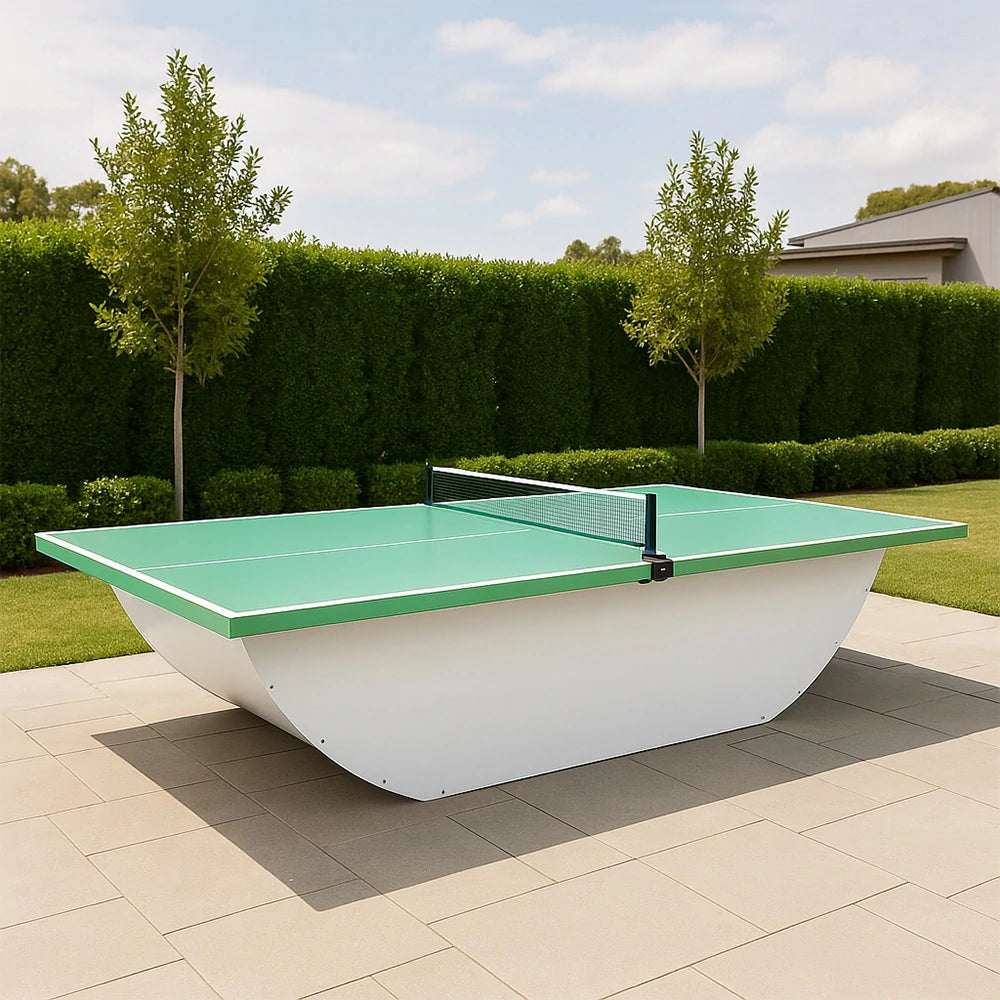 SUNNET Outdoor Waterproof 4cm Table Tennis Pingpong Table with Heavy-Duty Base and Free Accessories - Green & White