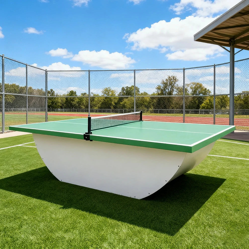 SUNNET Outdoor Waterproof 4cm Table Tennis Pingpong Table with Heavy-Duty Base and Free Accessories - Green & White