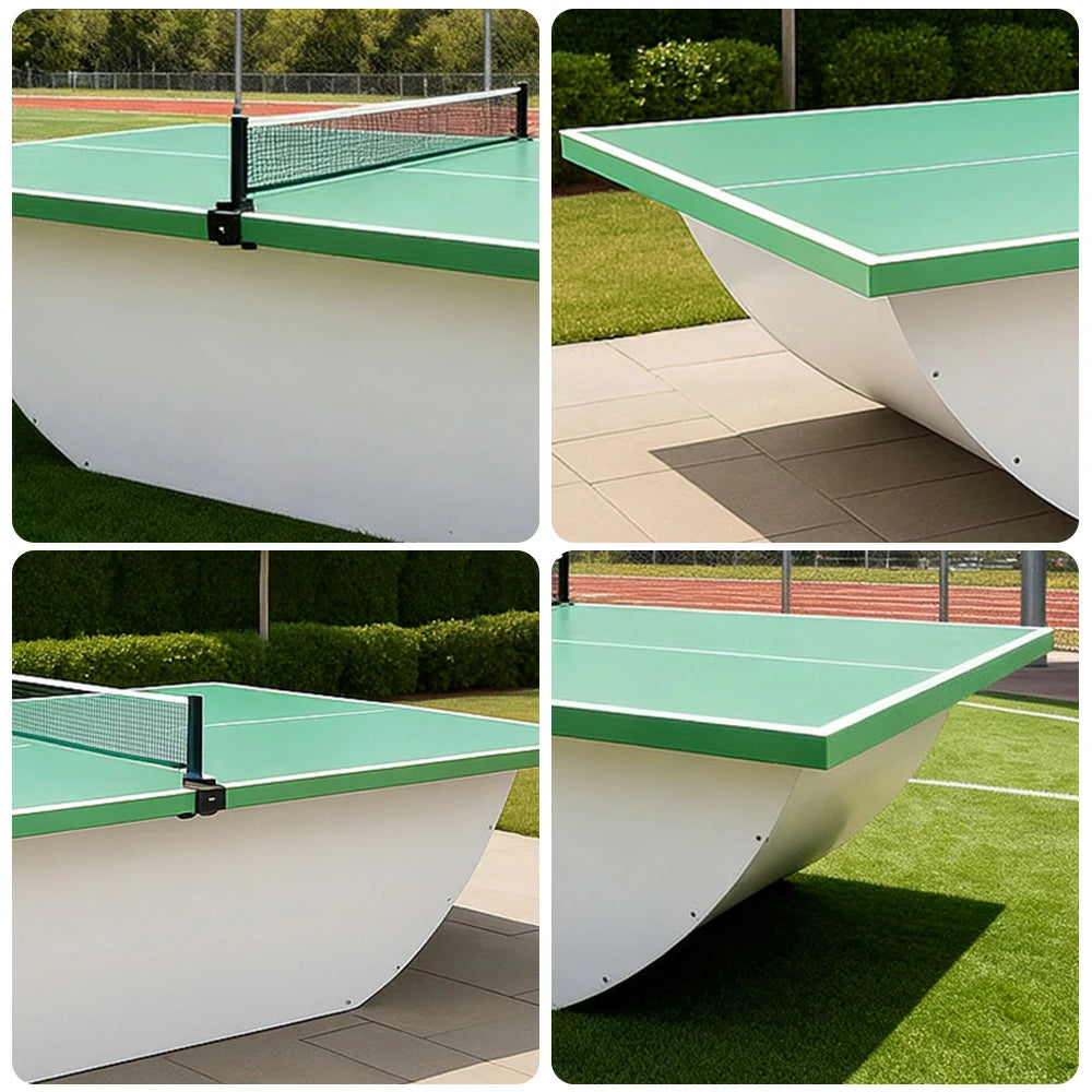 SUNNET Outdoor Waterproof 4cm Table Tennis Pingpong Table with Heavy-Duty Base and Free Accessories - Green & White