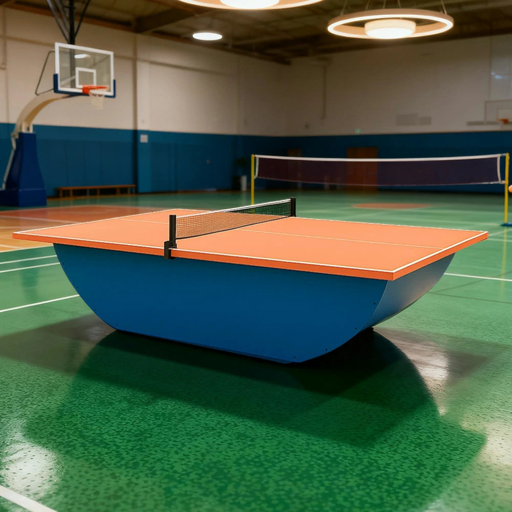 SUNNET Outdoor Waterproof 4cm Table Tennis Pingpong Table with Heavy-Duty Base and Free Accessories - Orange & Blue