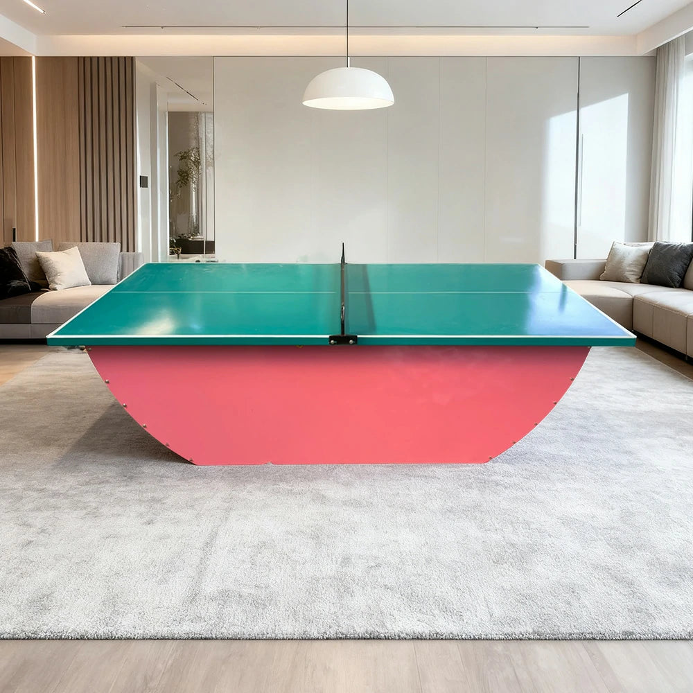 SUNNET Outdoor Waterproof 4cm Table Tennis Pingpong Table with Heavy-Duty Base and Free Accessories - Pink