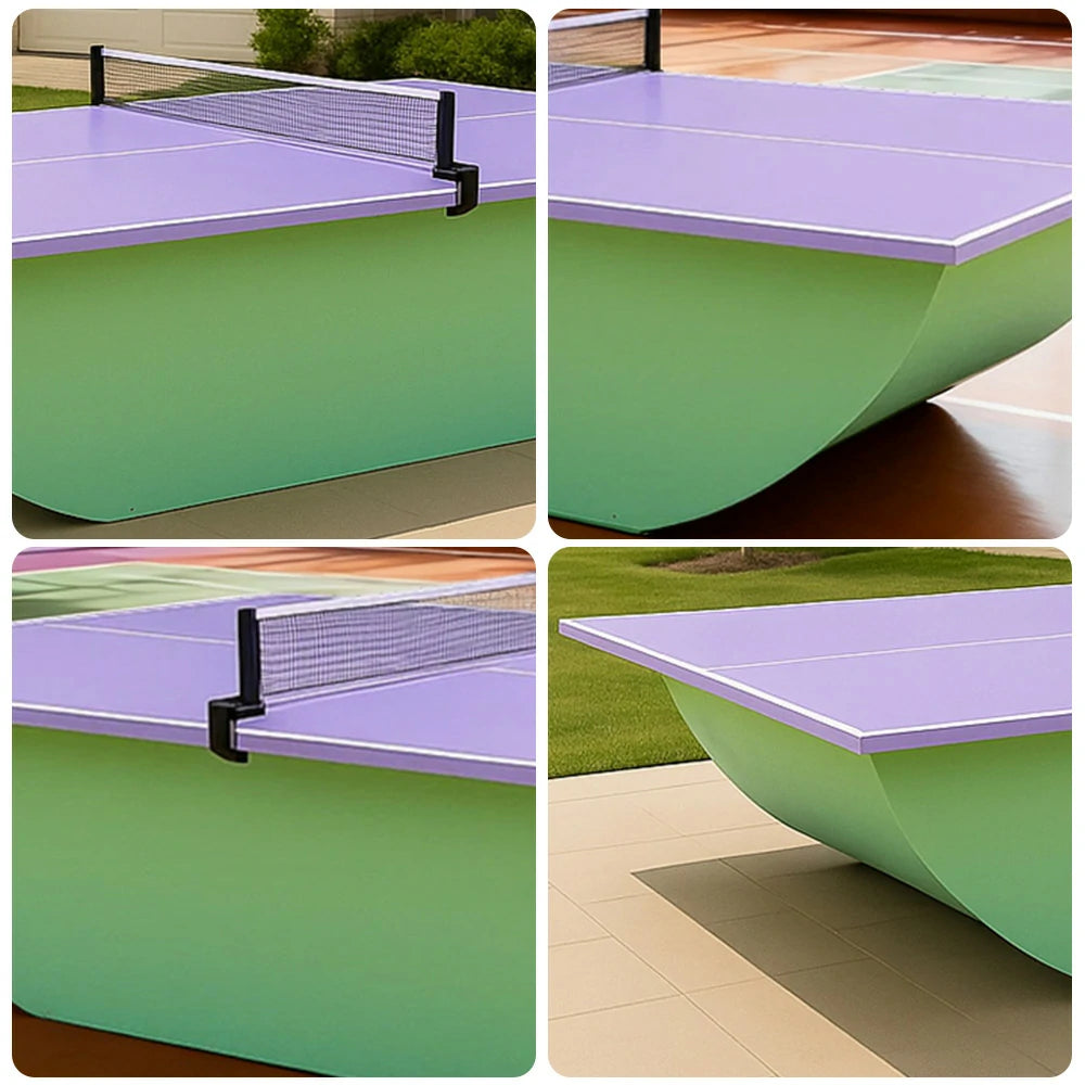SUNNET Outdoor Waterproof 4cm Table Tennis Pingpong Table with Heavy-Duty Base and Free Accessories - Purple & Green