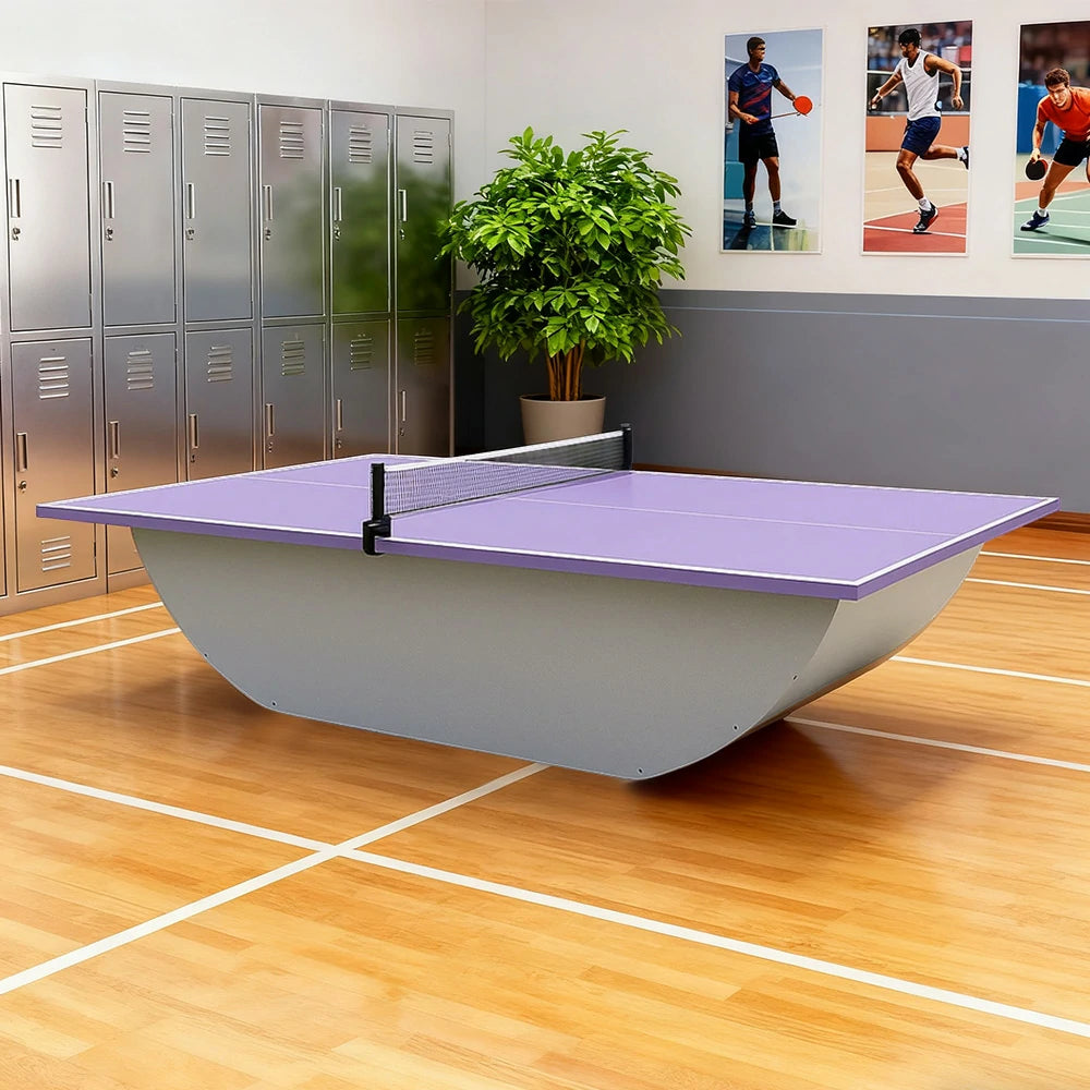 SUNNET Outdoor Waterproof 4cm Table Tennis Pingpong Table with Heavy-Duty Base and Free Accessories - Purple & White