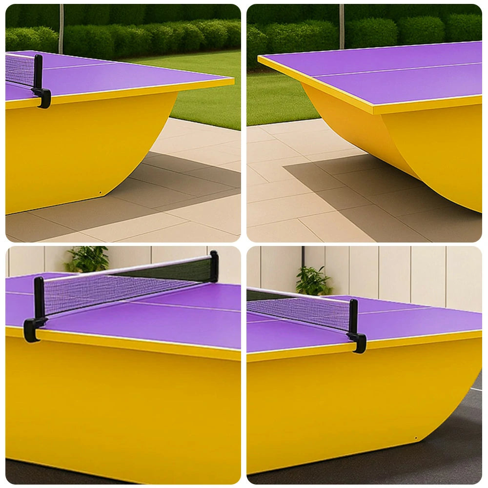 SUNNET Outdoor Waterproof 4cm Table Tennis Pingpong Table with Heavy-Duty Base and Free Accessories - Purple & Yellow