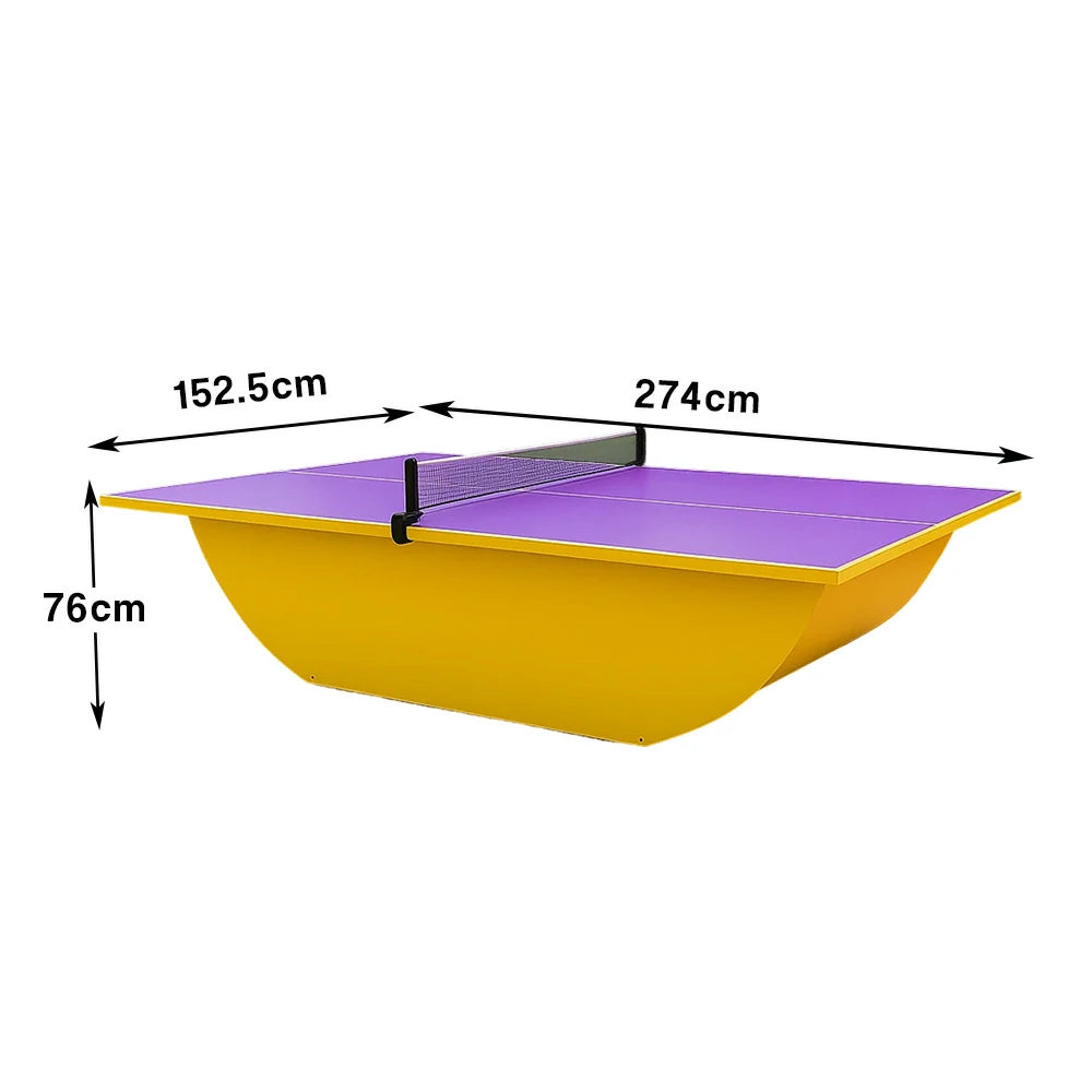 SUNNET Outdoor Waterproof 4cm Table Tennis Pingpong Table with Heavy-Duty Base and Free Accessories - Purple & Yellow