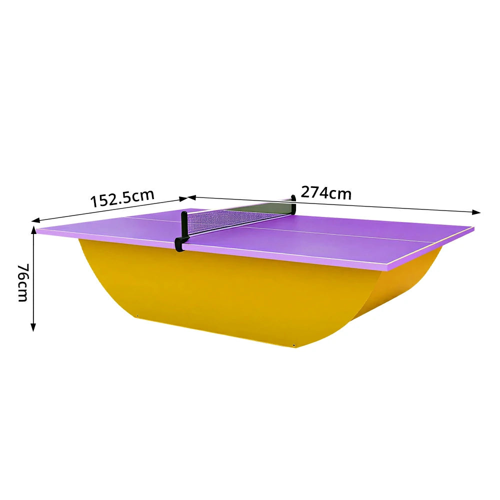 SUNNET Outdoor Waterproof 4cm Table Tennis Pingpong Table with Heavy-Duty Base and Free Accessories - Purple & Yellow