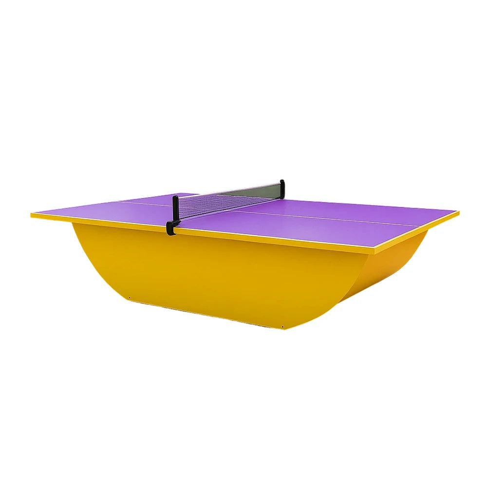SUNNET Outdoor Waterproof 4cm Table Tennis Pingpong Table with Heavy-Duty Base and Free Accessories - Purple & Yellow