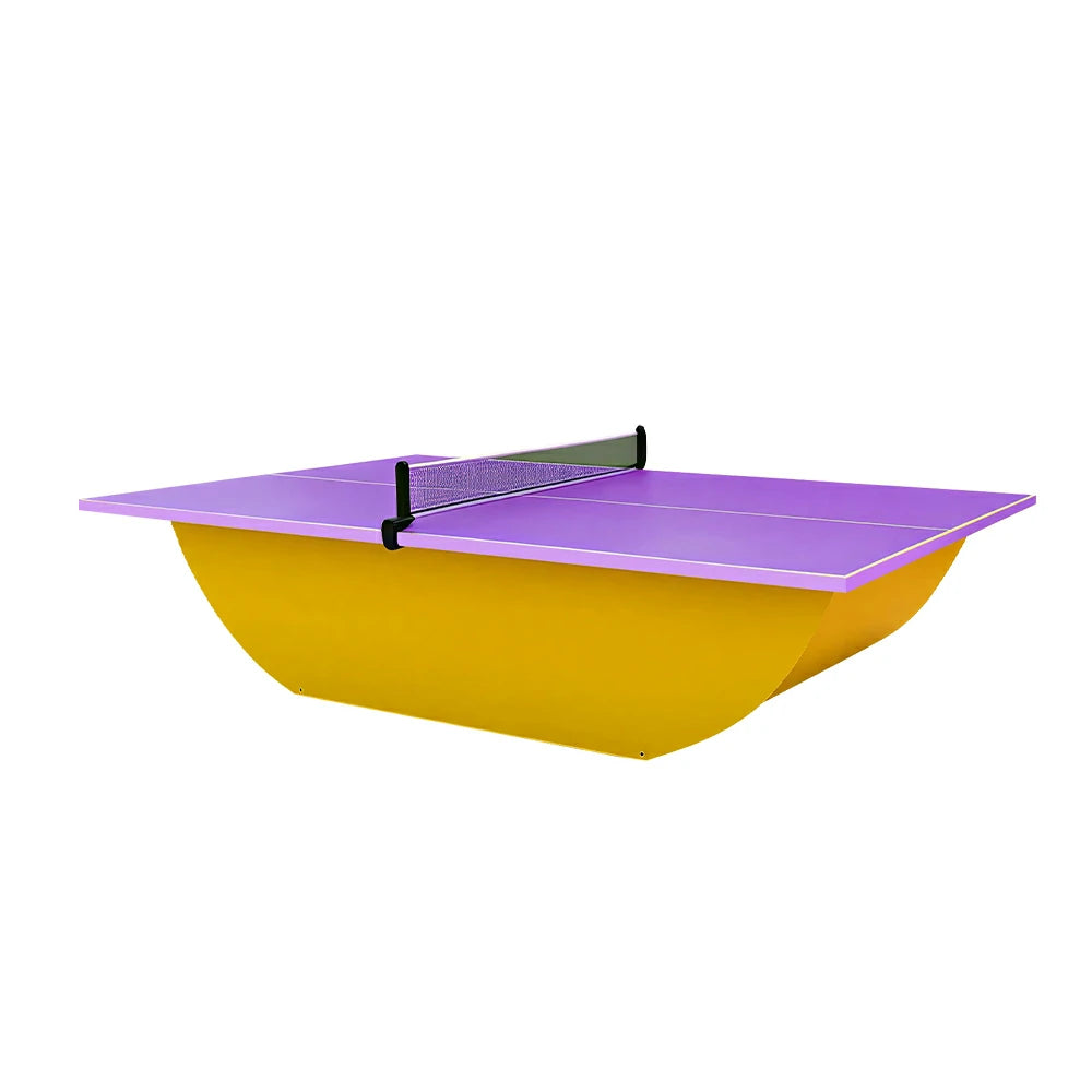 SUNNET Outdoor Waterproof 4cm Table Tennis Pingpong Table with Heavy-Duty Base and Free Accessories - Purple & Yellow