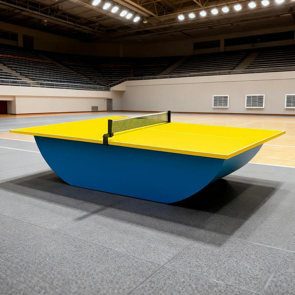 SUNNET Outdoor Waterproof 4cm Table Tennis Pingpong Table with Heavy-Duty Base and Free Accessories - Yellow & Blue