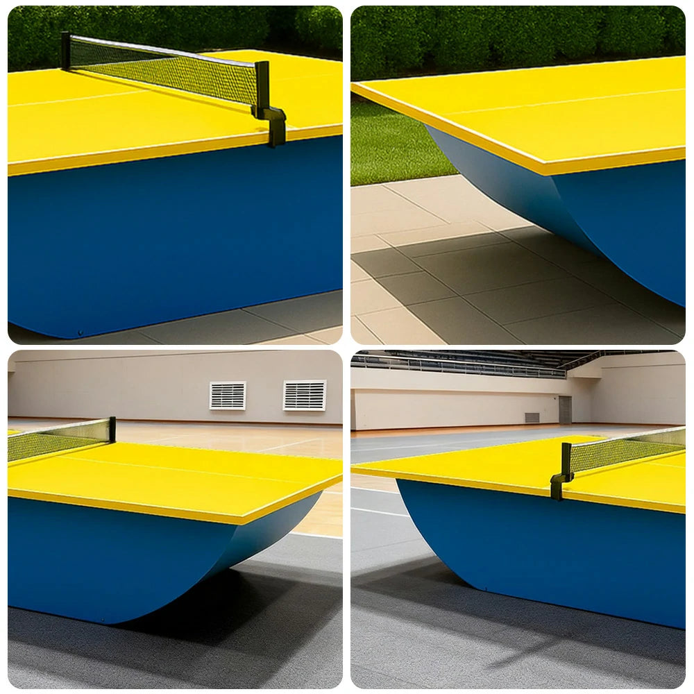 SUNNET Outdoor Waterproof 4cm Table Tennis Pingpong Table with Heavy-Duty Base and Free Accessories - Yellow & Blue