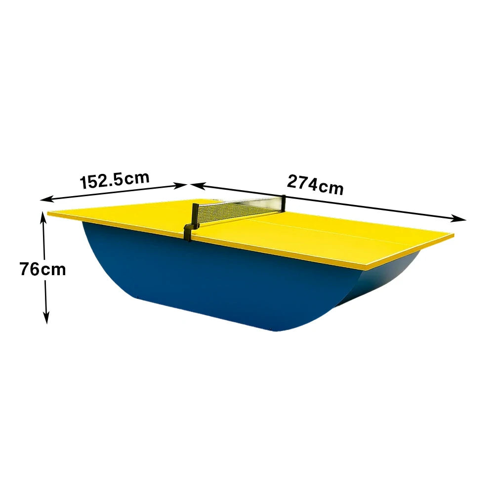 SUNNET Outdoor Waterproof 4cm Table Tennis Pingpong Table with Heavy-Duty Base and Free Accessories - Yellow & Blue