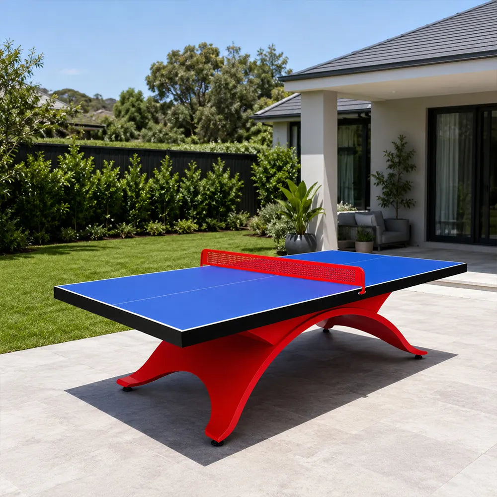 SUNNET Outdoor Table Tennis Table - 25mm SMC Professional Ping Pong Table 274cm Full Size for Backyard Club Training - Blue & Red