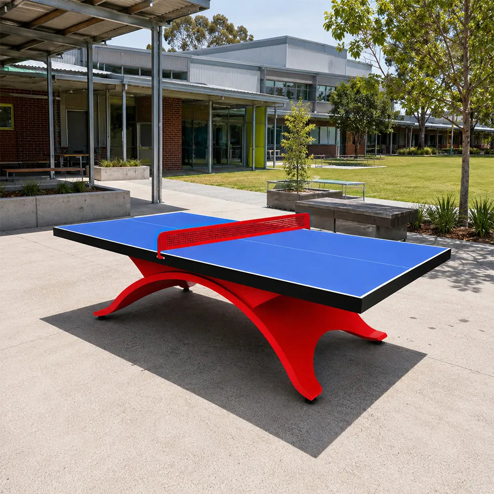 SUNNET Outdoor Table Tennis Table - 25mm SMC Professional Ping Pong Table 274cm Full Size for Backyard Club Training - Blue & Red