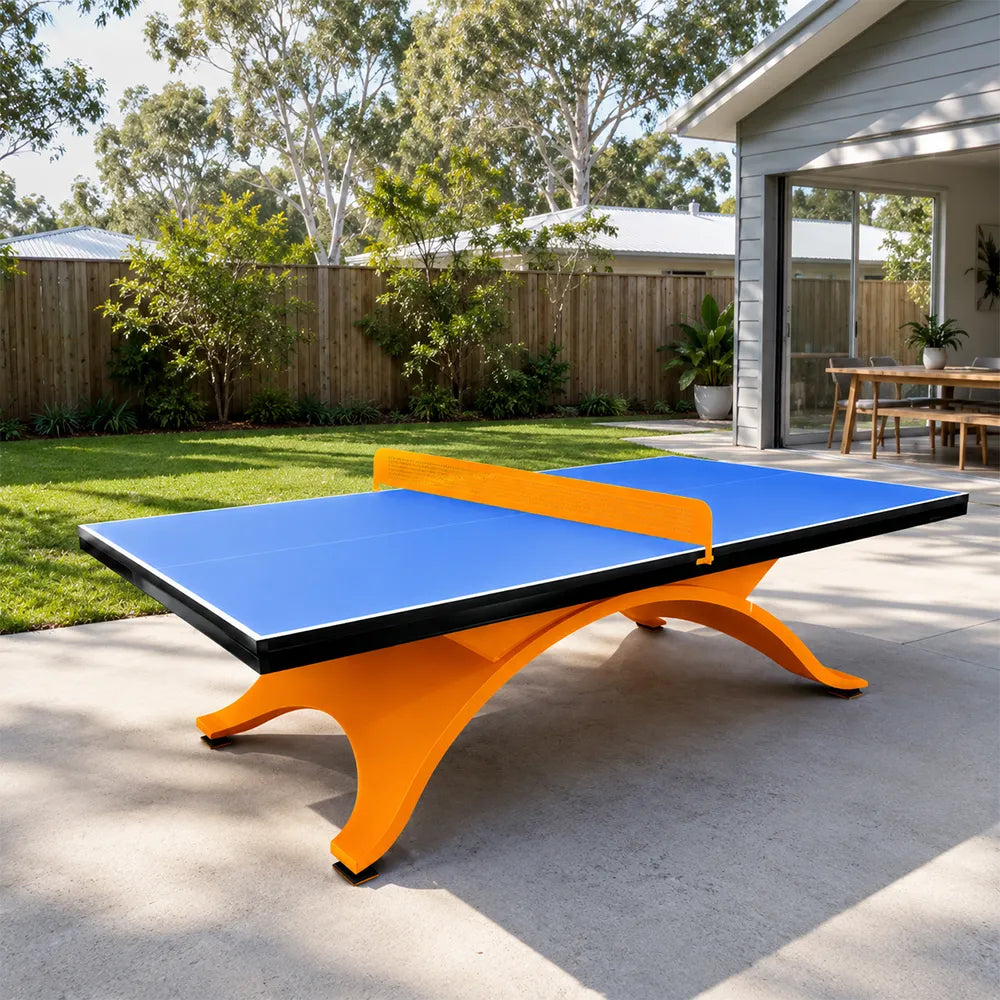 SUNNET Outdoor Table Tennis Table - 25mm SMC Professional Ping Pong Table 274cm Full Size for Backyard Club Training - Blue & Yellow