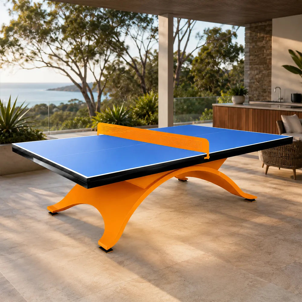 SUNNET Outdoor Table Tennis Table - 25mm SMC Professional Ping Pong Table 274cm Full Size for Backyard Club Training - Blue & Yellow
