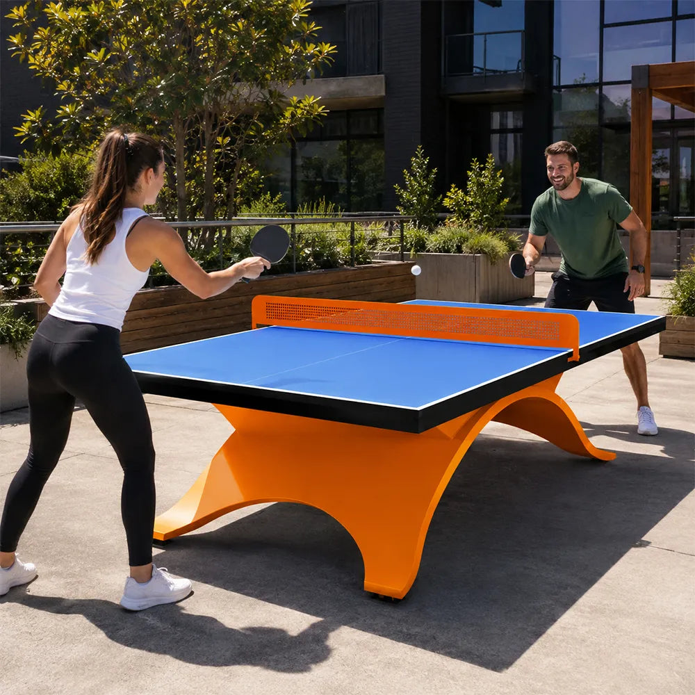 SUNNET Outdoor Table Tennis Table - 25mm SMC Professional Ping Pong Table 274cm Full Size for Backyard Club Training - Blue & Yellow