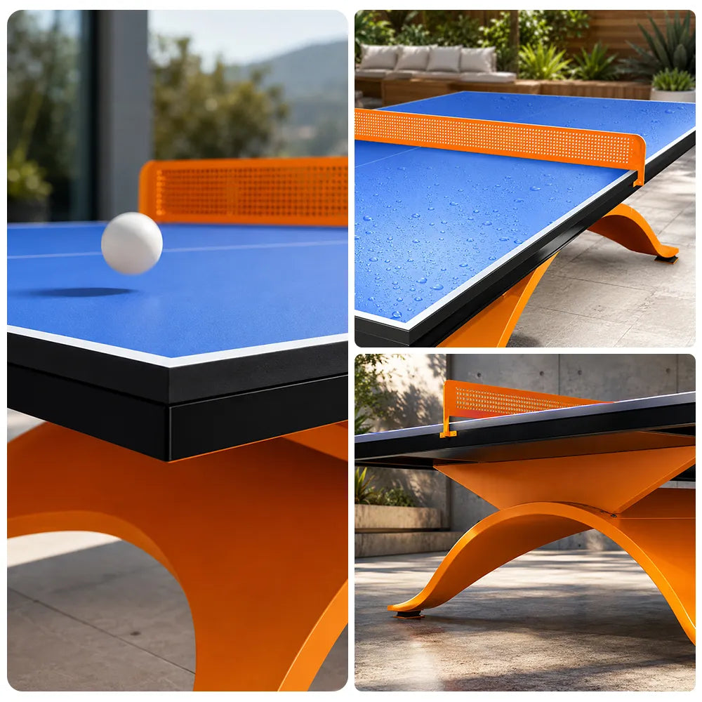 SUNNET Outdoor Table Tennis Table - 25mm SMC Professional Ping Pong Table 274cm Full Size for Backyard Club Training - Blue & Yellow