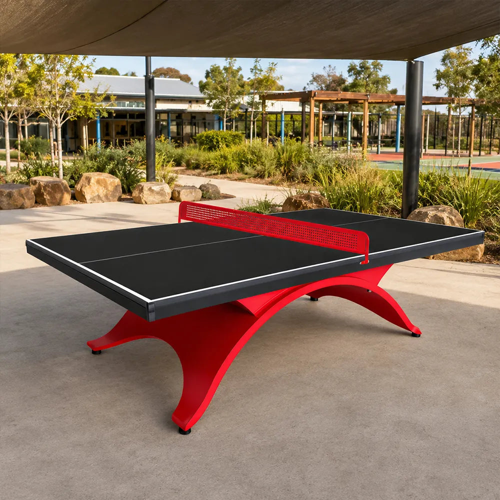 SUNNET Outdoor Table Tennis Table - 25mm SMC Professional Ping Pong Table 274cm Full Size for Backyard Club Training - Black & Red
