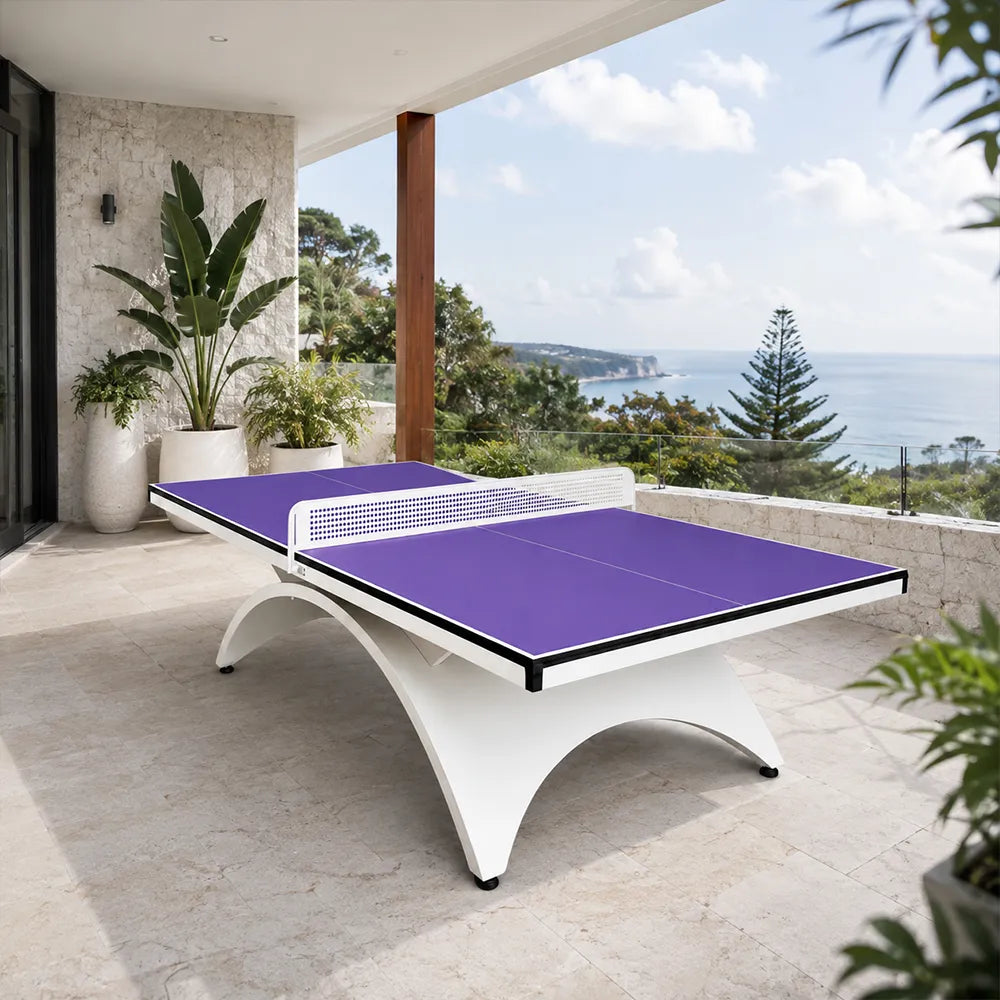 SUNNET Outdoor Table Tennis Table - 25mm SMC Professional Ping Pong Table 274cm Full Size for Backyard Club Training - Blue & White