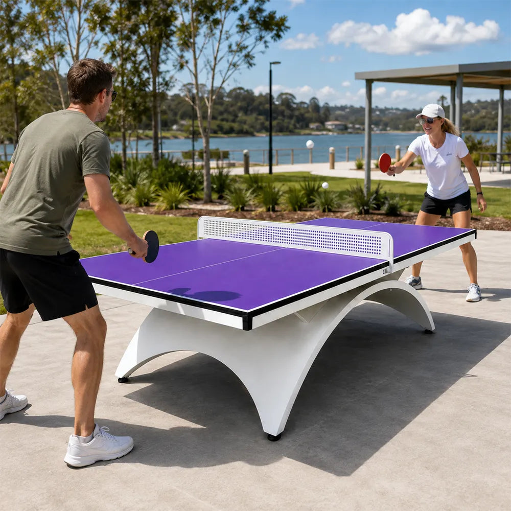 SUNNET Outdoor Table Tennis Table - 25mm SMC Professional Ping Pong Table 274cm Full Size for Backyard Club Training - Blue & White