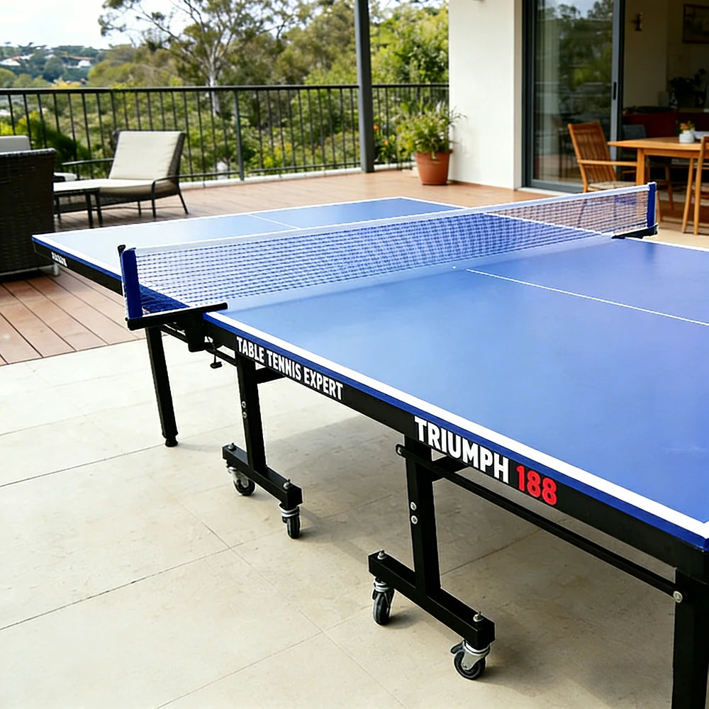SUNNET Triumph 188 15mm Outdoor Waterproof Blue Foldable Solo Play Table Tennis Pingpong Table-Bats Balls Net