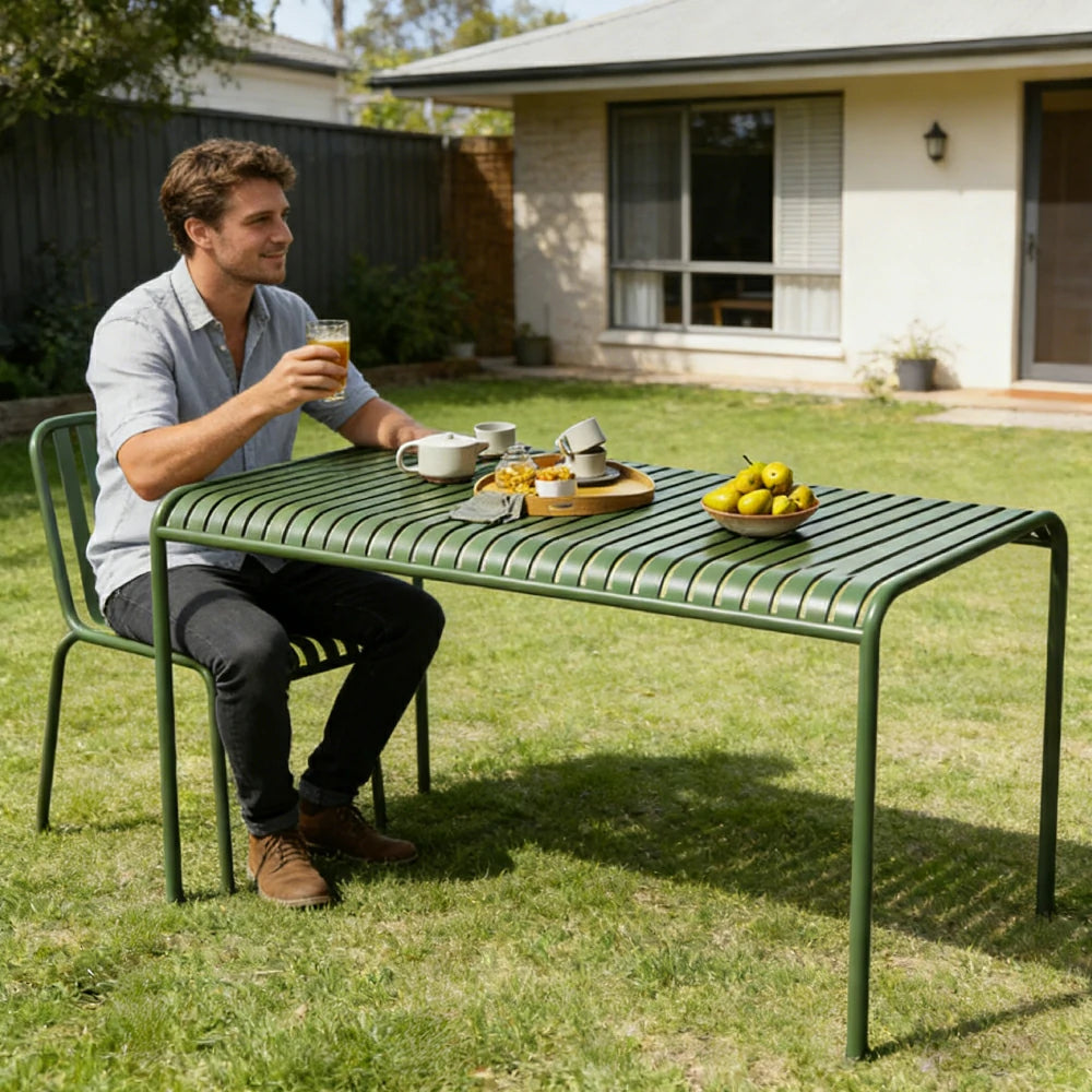SOLARA Outdoor Wrought Iron 70/120/140/180cm Dining Table - Green