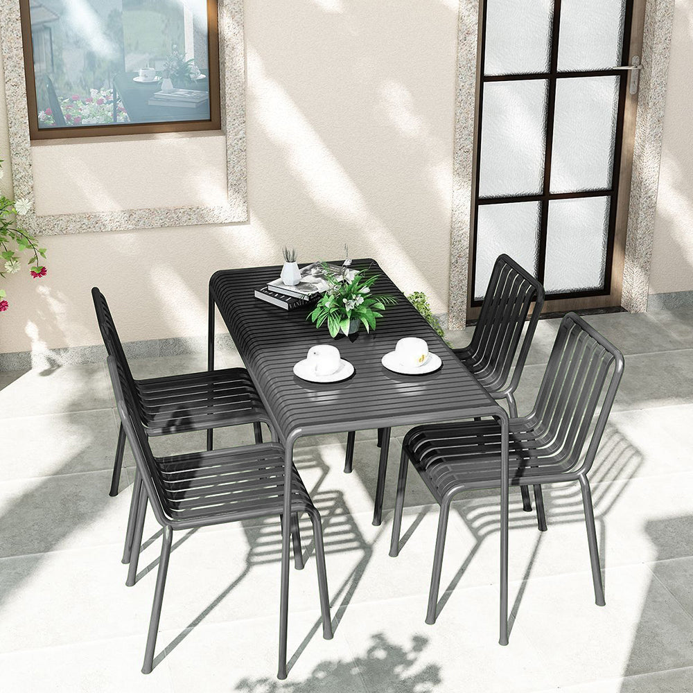 SOLARA Outdoor Wrought Iron 70/120/140/180cm Dining Table - Black