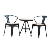 SOLARA Outdoor Table and Chair Set - Black Iron Frame with Durable PS Wood, Sturdy Welded Design, Weather-Resistant for Patio Use