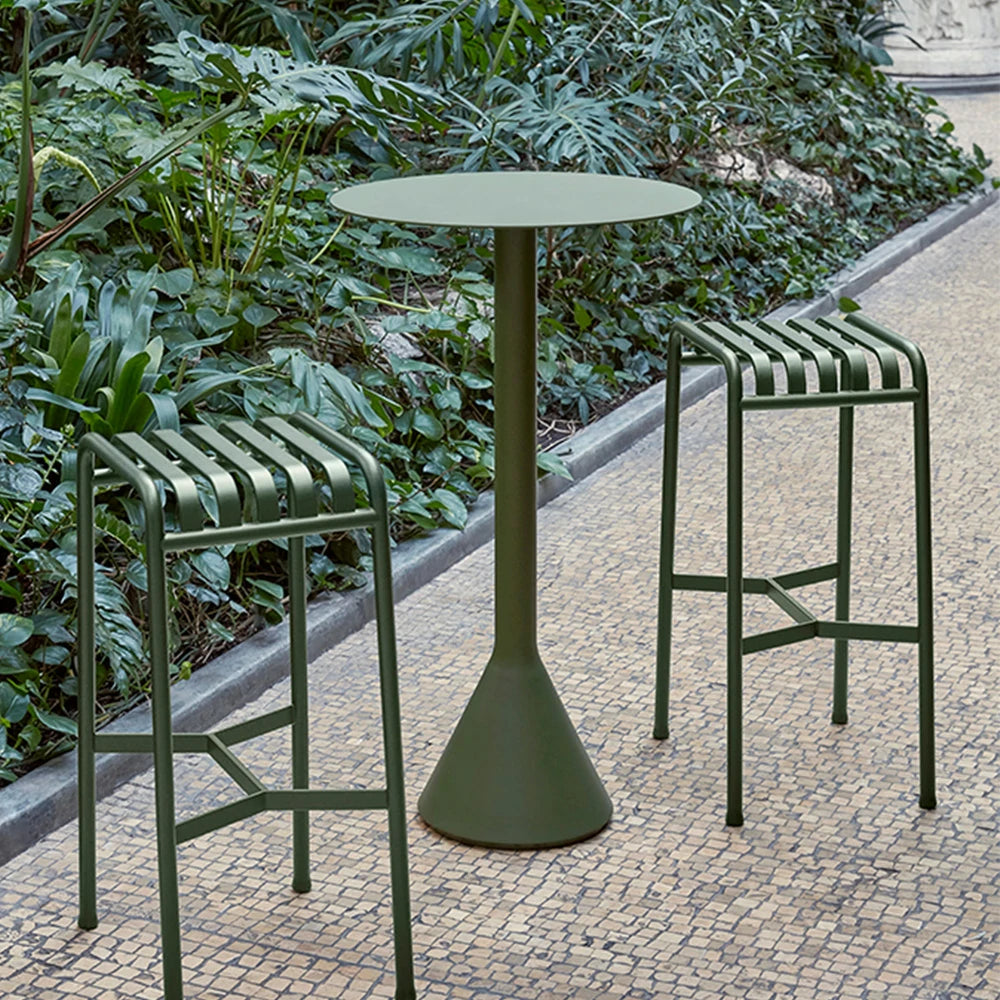 SOLARA Olive Green Bar Stool - Sleek Modern Design with Powder-Coated Steel Base for Indoor/Outdoor Use
