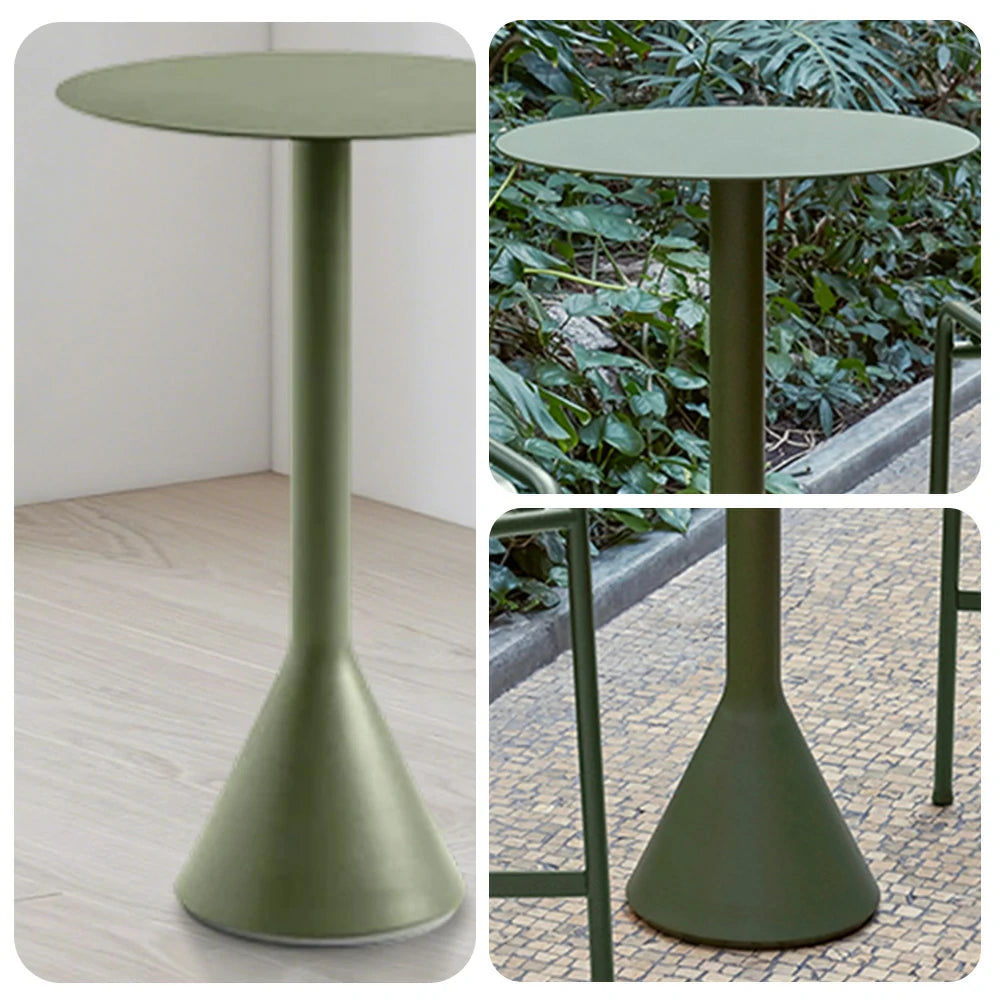SOLARA Olive Green Bar Stool - Sleek Modern Design with Powder-Coated Steel Base for Indoor/Outdoor Use