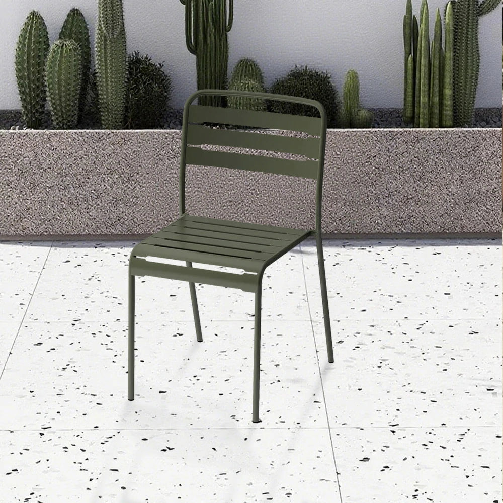 SOLARA Green Iron Chair Durable Metal Construction for Indoor or Outdoor Use