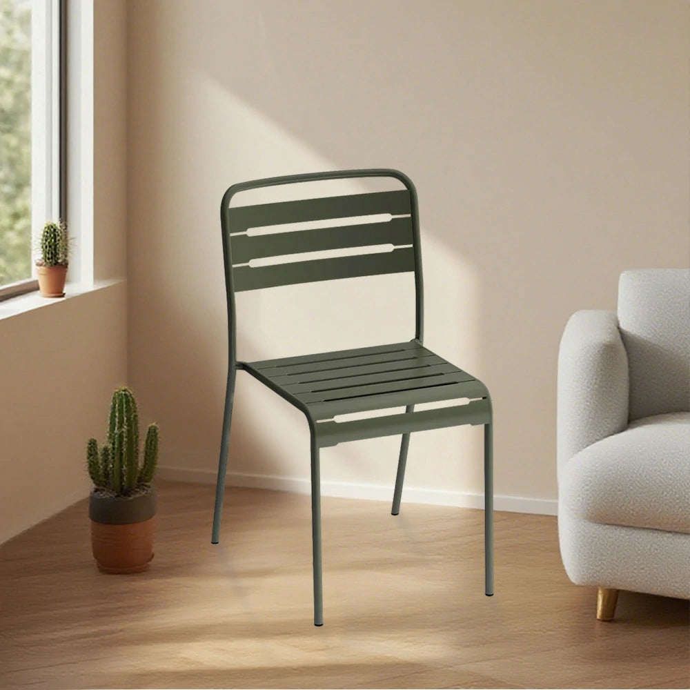 SOLARA Green Iron Chair Durable Metal Construction for Indoor or Outdoor Use