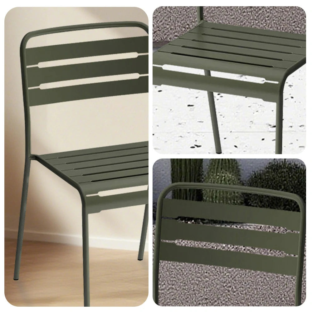 SOLARA Green Iron Chair Durable Metal Construction for Indoor or Outdoor Use