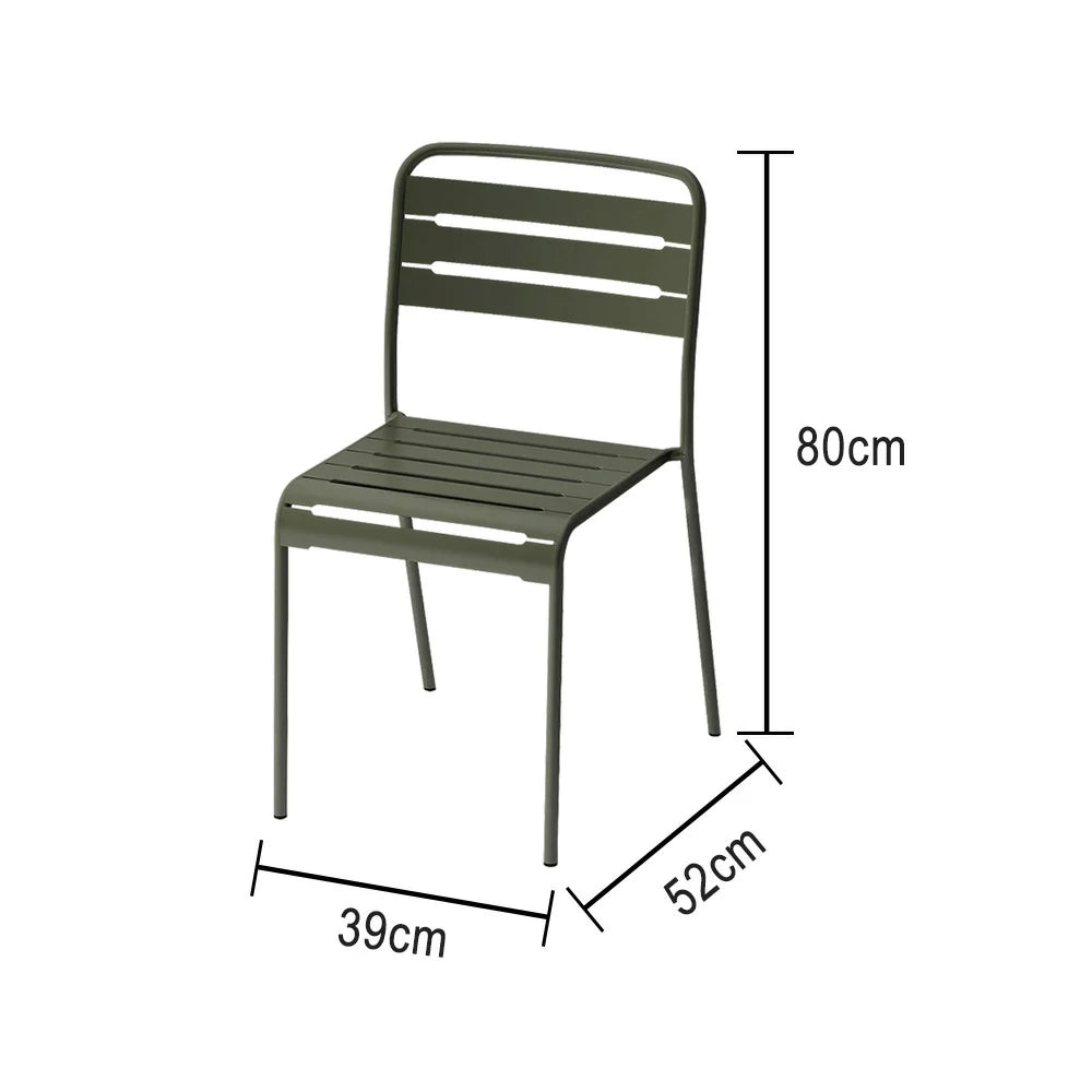 SOLARA Green Iron Chair Durable Metal Construction for Indoor or Outdoor Use