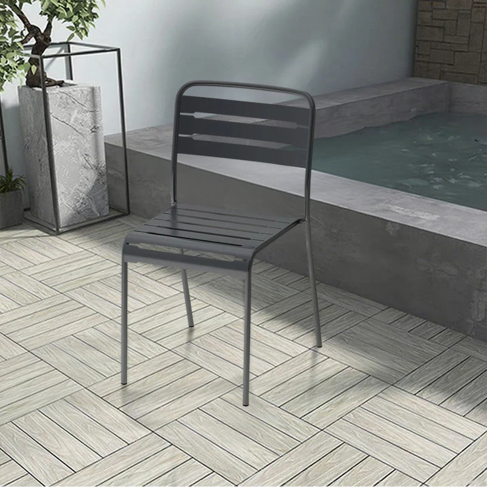 SOLARA Gray Iron Chair Durable Metal Construction for Indoor or Outdoor Use