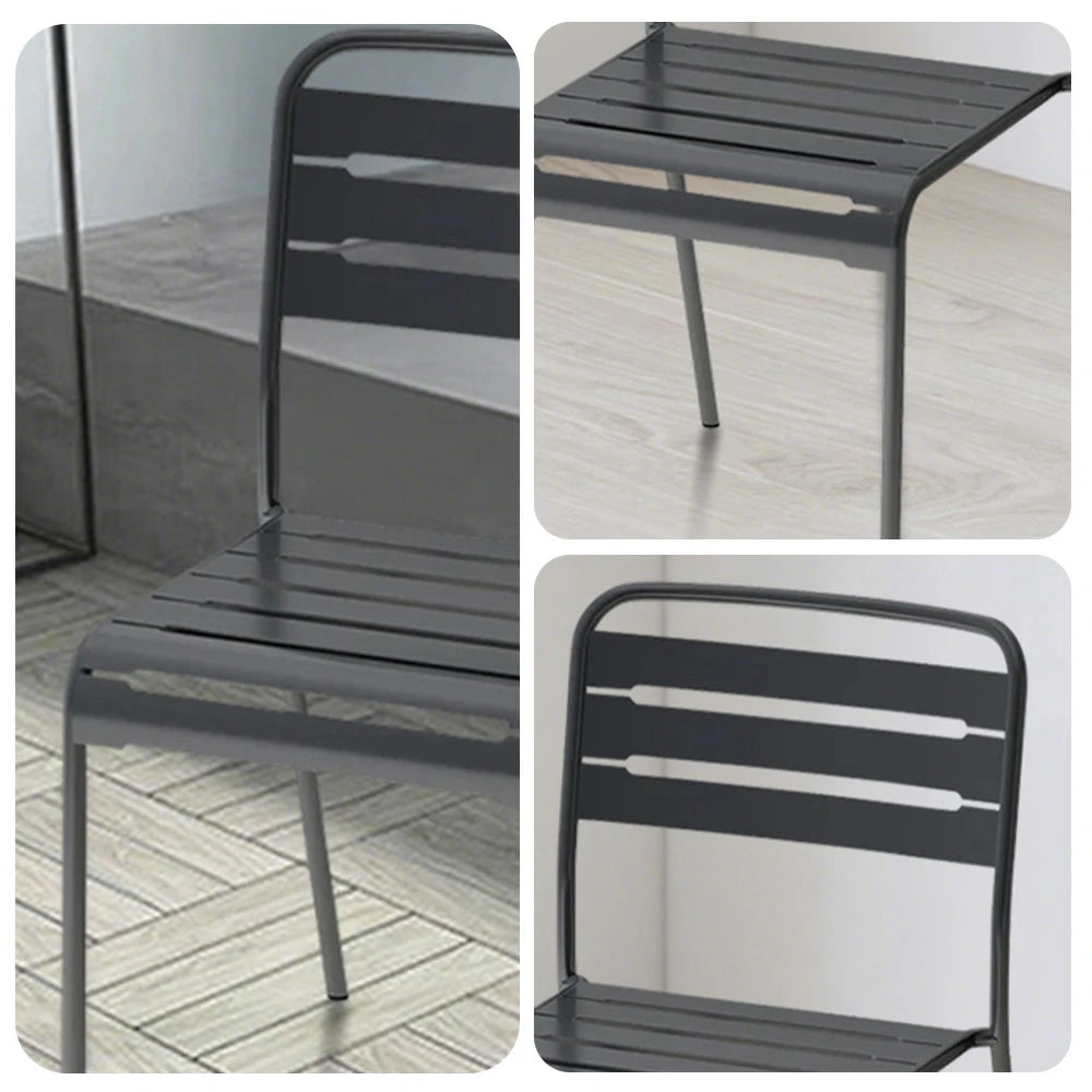 SOLARA Gray Iron Chair Durable Metal Construction for Indoor or Outdoor Use