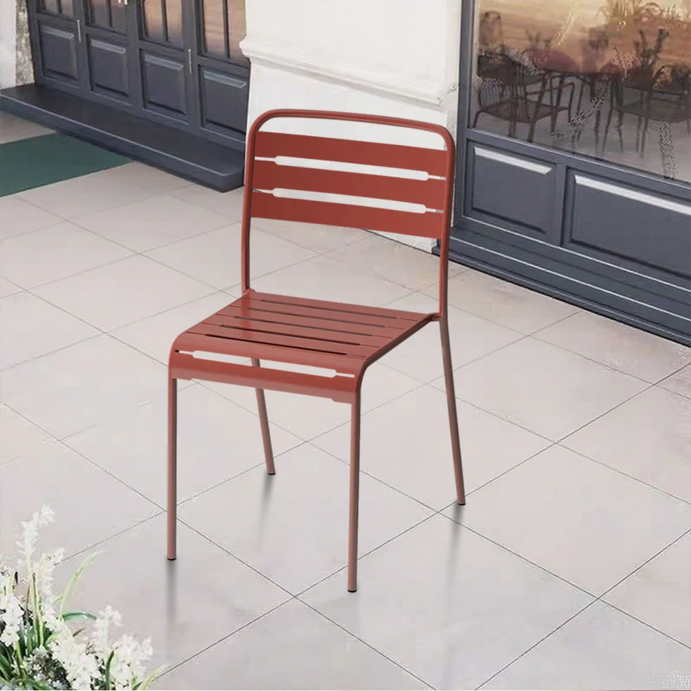 SOLARA Orange Iron Chair Durable Metal Construction for Indoor or Outdoor Use