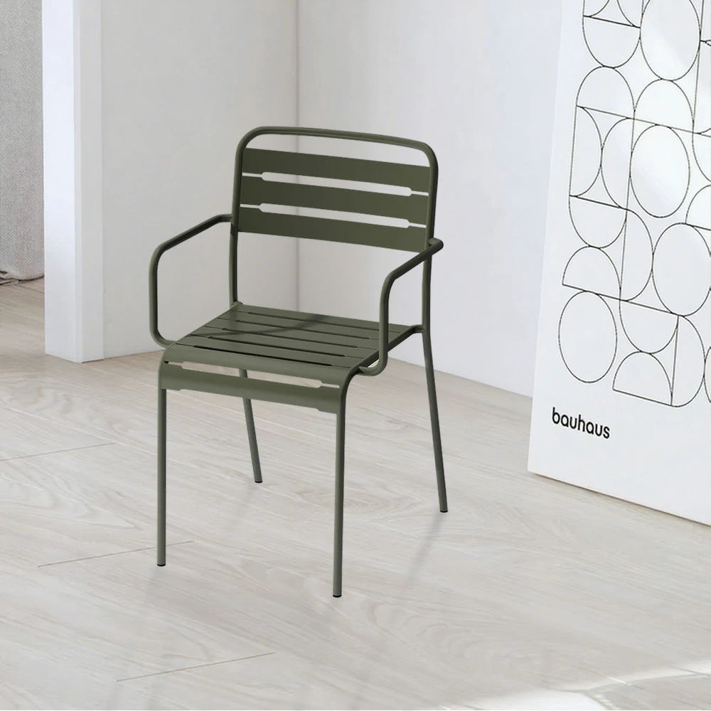 SOLARA Green Iron Chair Durable Metal Construction for Indoor or Outdoor Use