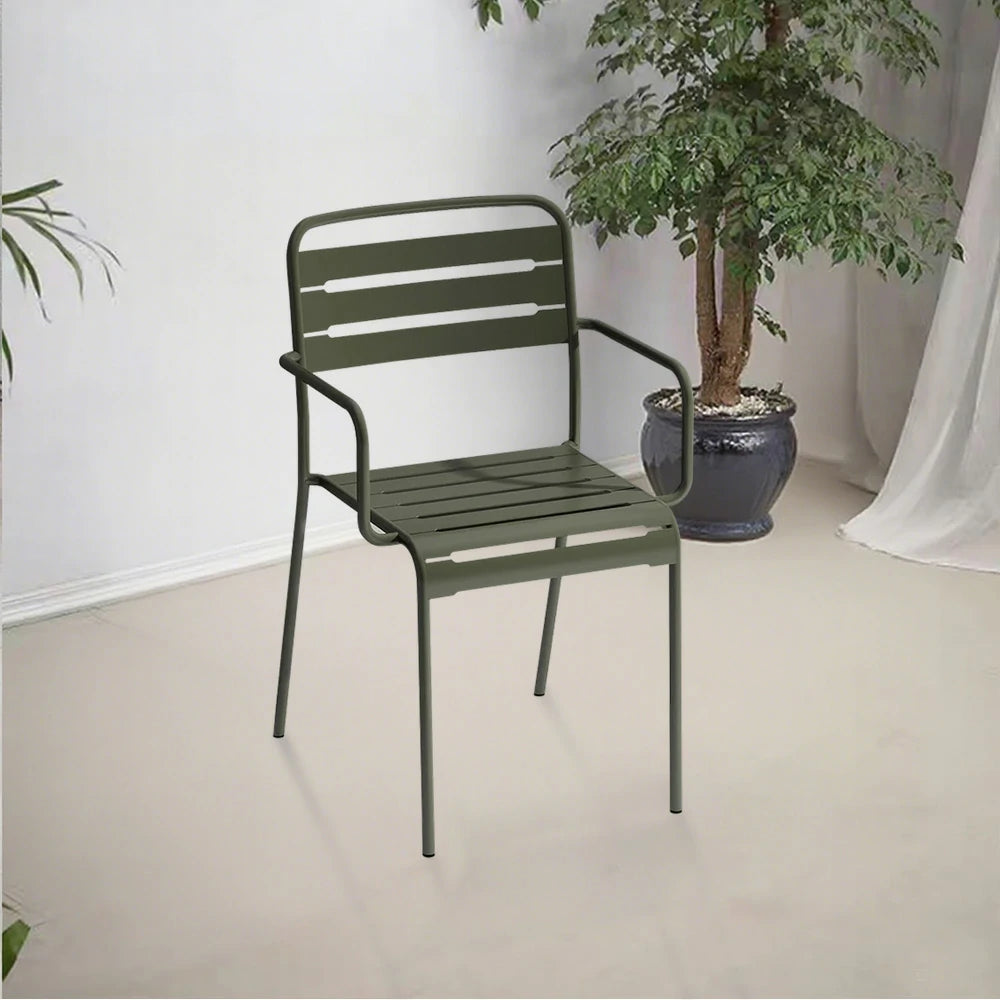 SOLARA Green Iron Chair Durable Metal Construction for Indoor or Outdoor Use